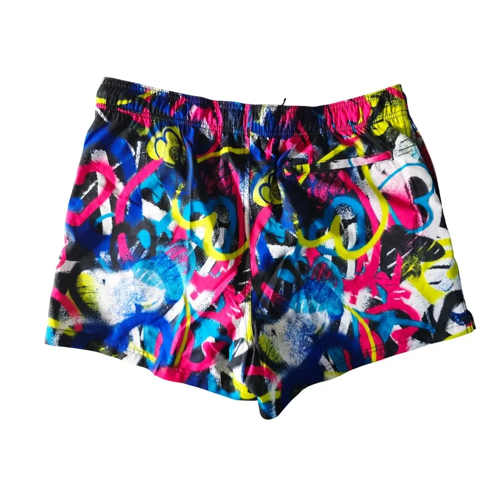 Speedo Mens‎ XL Volley Swim Trunks Purple Abstract Graffiti 4-Way Stretch NWT
